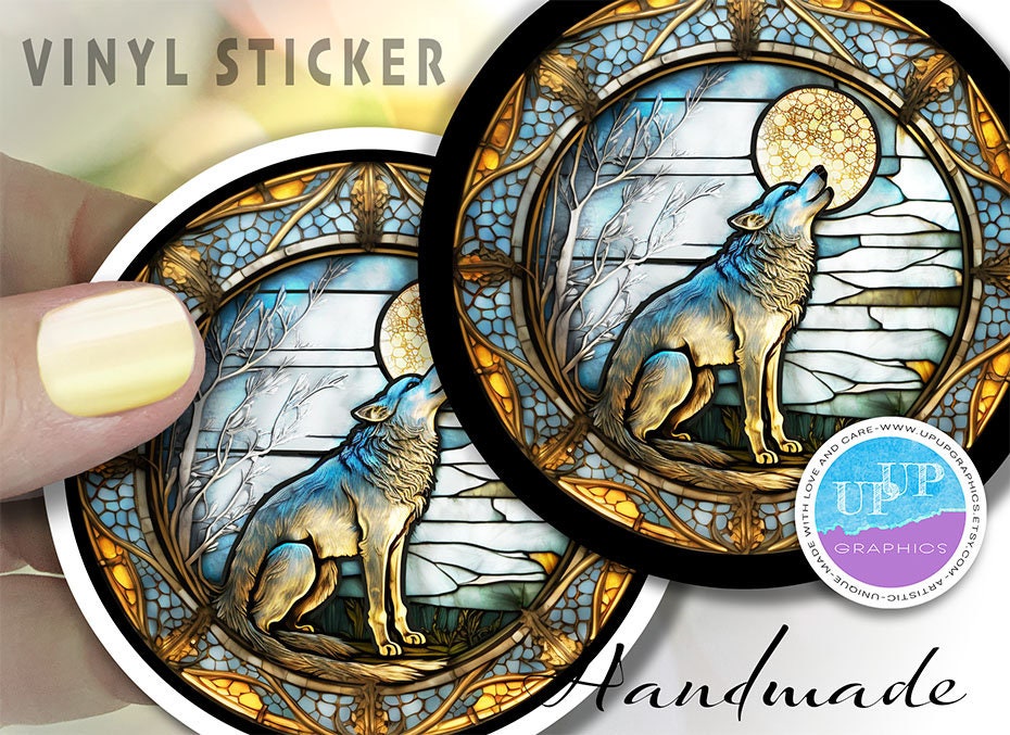 Furry Howl Sticker Wolf Sticker, Wolf Howling at the Moon ,hand-drawn Vinyl Stickers ...