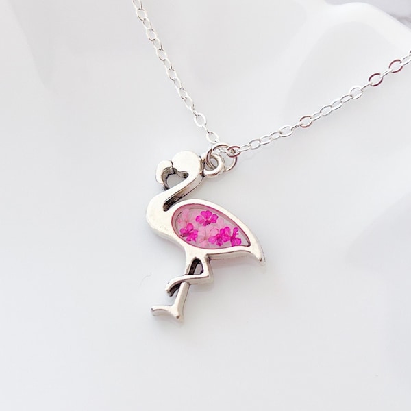 Pink flamingo necklace, flamingo jewellery, pink animal necklace, women's flamingo necklace, flamingo gifts