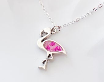 Pink flamingo necklace, flamingo jewellery, pink animal necklace, women's flamingo necklace, flamingo gifts