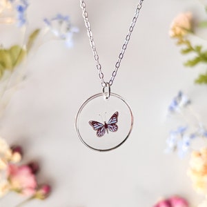 Simple Blue Butterfly Necklace For Women, Butterfly Jewellery Gift For Her, Something Blue Wedding Bridesmaid Favour Gifts