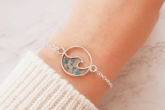 Silver Beach Wave Bracelet for Woman Sterling Silver Bracelet With