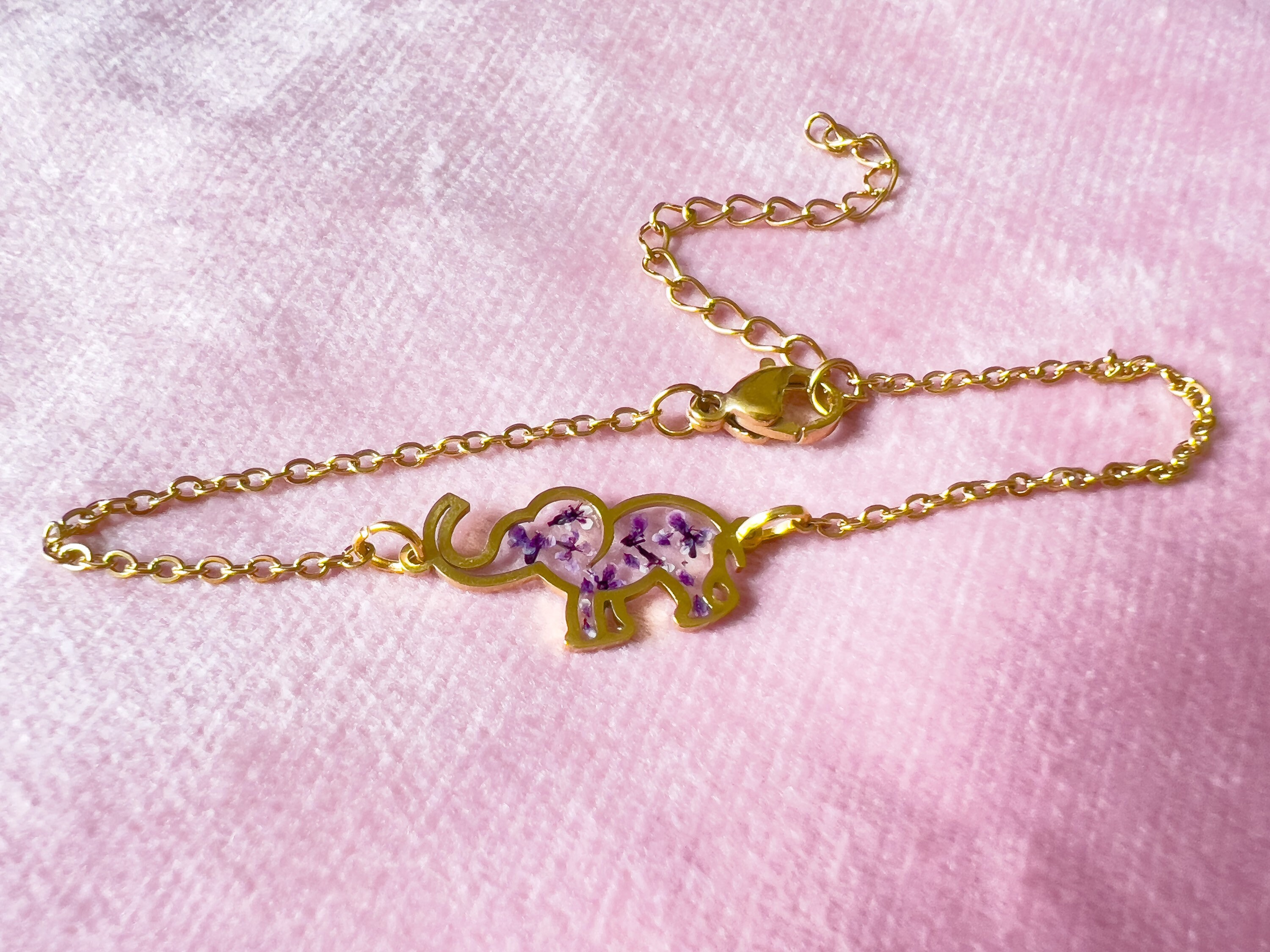 Stainless Steel Gold Elephant Bracelet for Women Real Purple Etsy