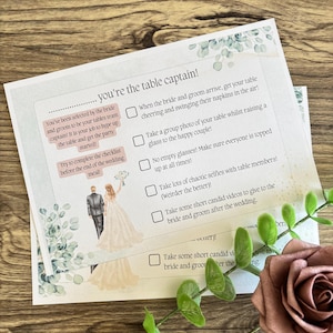 Wedding Table Captain Checklist Sheets