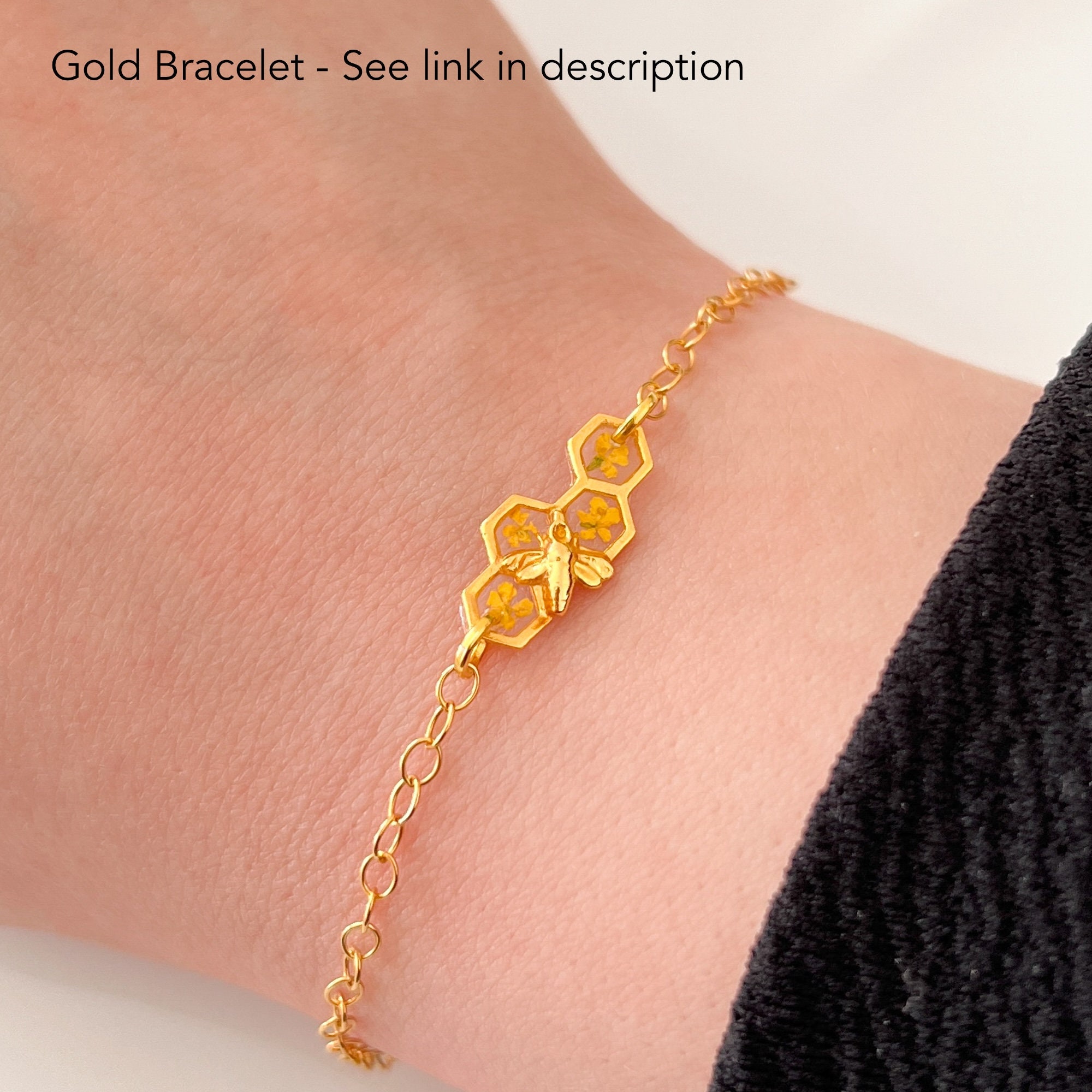 Sterling silver bee bracelet with yellow flowers, honeycomb bumble bee bracelet for women with angelite charm, birthday gifts for her