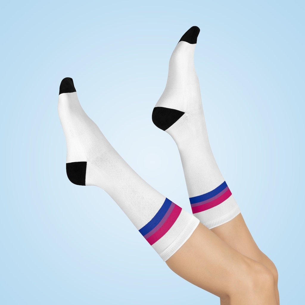 JXGZSO 2-Pairs Bisexual Pride Flag Socks - 'Both Is Good' Funny Novelty Socks Unisex