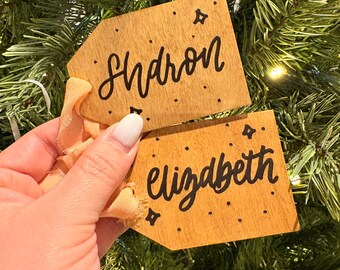 Personalized Wooden Gift Tag | Calligraphy Christmas Stocking Tag