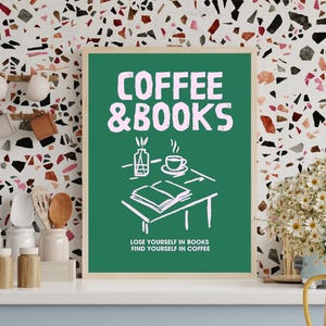 Coffee and Books Print: Cozy Reading Nook Illustration (Digital Download)