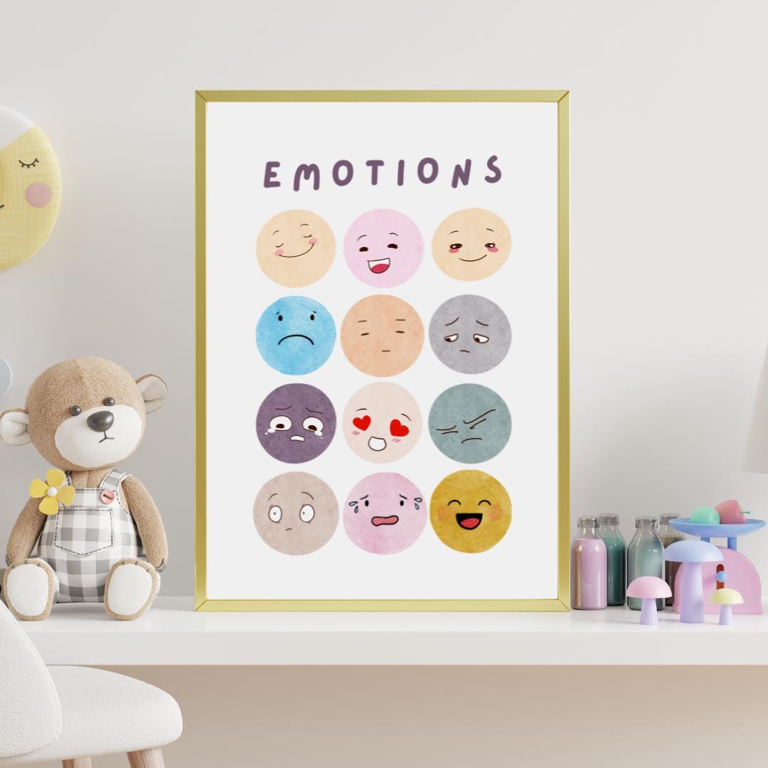 Emotions Chart Printable Wall Art | Kids Feelings Poster | Emotional ...