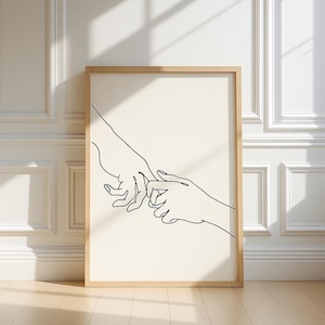 Minimalist Holding Hands Line Art Printable - Romantic Couple Wall Decor - Modern Love Digital Poster - Instant Download