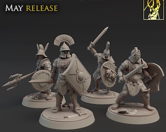 Pit Fighter Gladiator 3D Printed Miniature (4 Total) – Tabletop RPG & DND Collectible