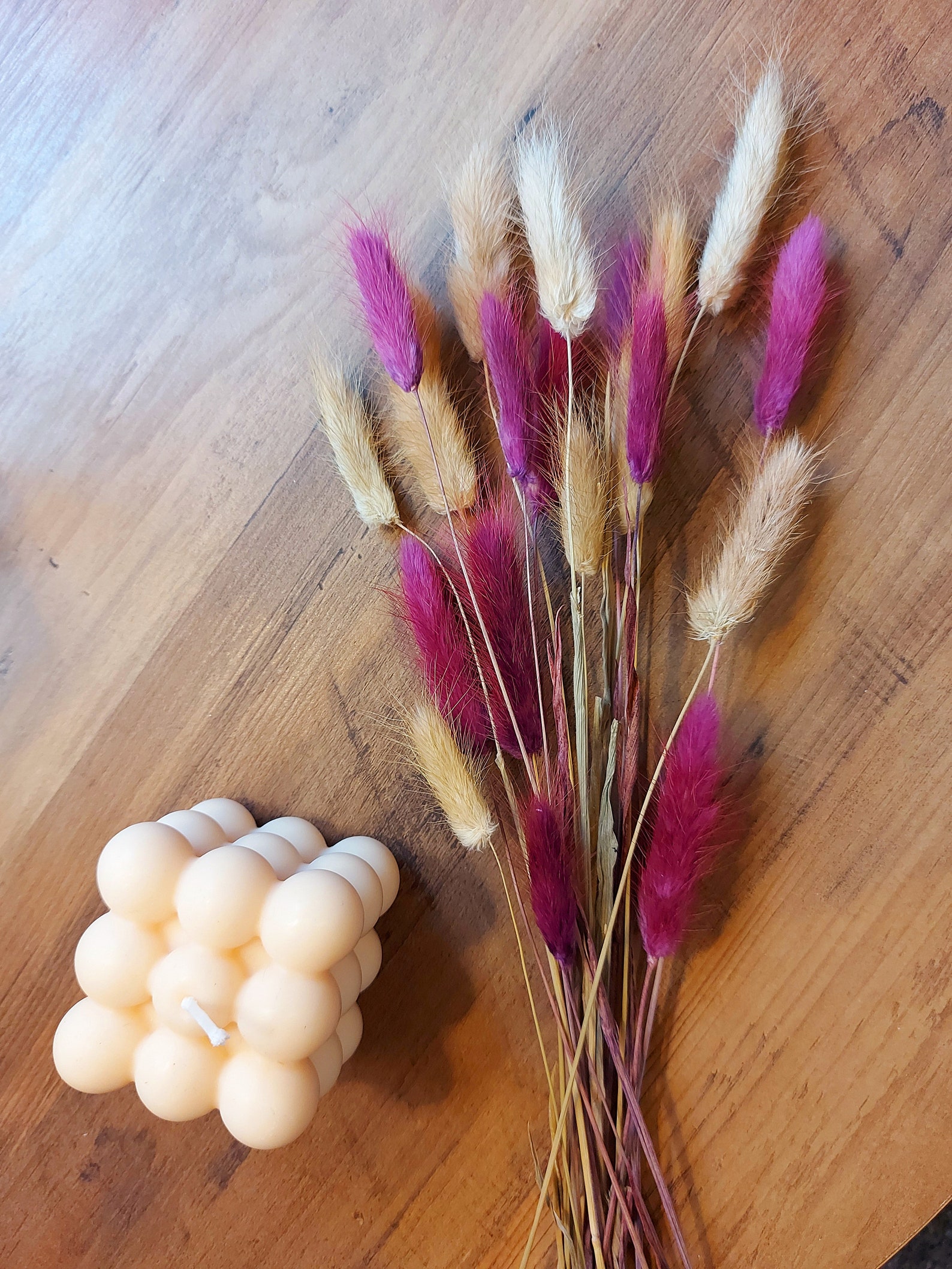 Natural and plum bunny tails dried flowers dried bouquet Etsy