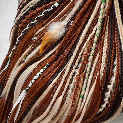 Synthetic Boho Dreadlocks With Long Loose Ends Ginger Dreads Etsy