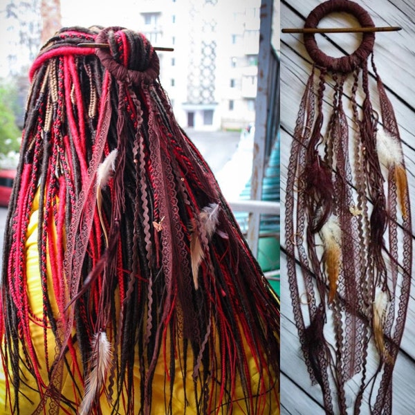 Brown dreadlock decoration. Decoration for your dreads or hair