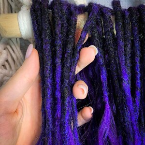 Black Purple Blue Ombre Curly Dreads With Long Loose Ends, Violet ...