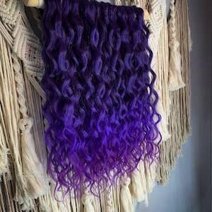 Black Purple Blue Ombre Curly Dreads With Long Loose Ends, Violet ...