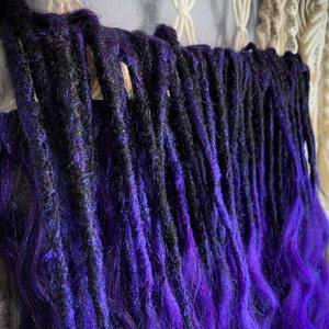 Black Purple Blue Ombre Curly Dreads With Long Loose Ends, Violet ...