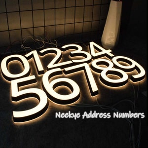 LED Custom House Numbers,Address Sign for House,LED Lighted House Number, Metal Address Plaque, Address Plaque for outside, LED Address Sign