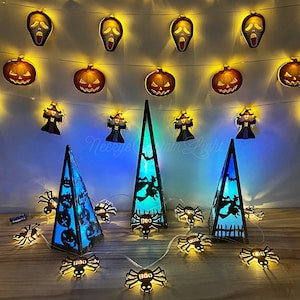 Halloween light string Halloween decoration light string led party atmosphere haunted house props pumpkin skull wizard Halloween wall decor