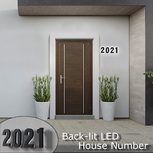 Lighted House Number,Backlit Floating LED Lighted Outdoor Large Address Numbers, Lighted Up Signs for Outside Home Yard Street (0~9)