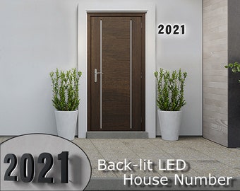 Lighted House Number,Backlit Floating LED Lighted Outdoor Large Address Numbers, Lighted Up Signs for Outside Home Yard Street (0~9)