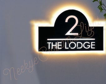 Personalisiertes Hausnummerschild丨 Moderne LED-Nummernschild丨 Personalisierte LED-Adressschild丨Illuminiertes Hausschild丨Address-Nummerschild丨Tür-/Briefkastenschild
