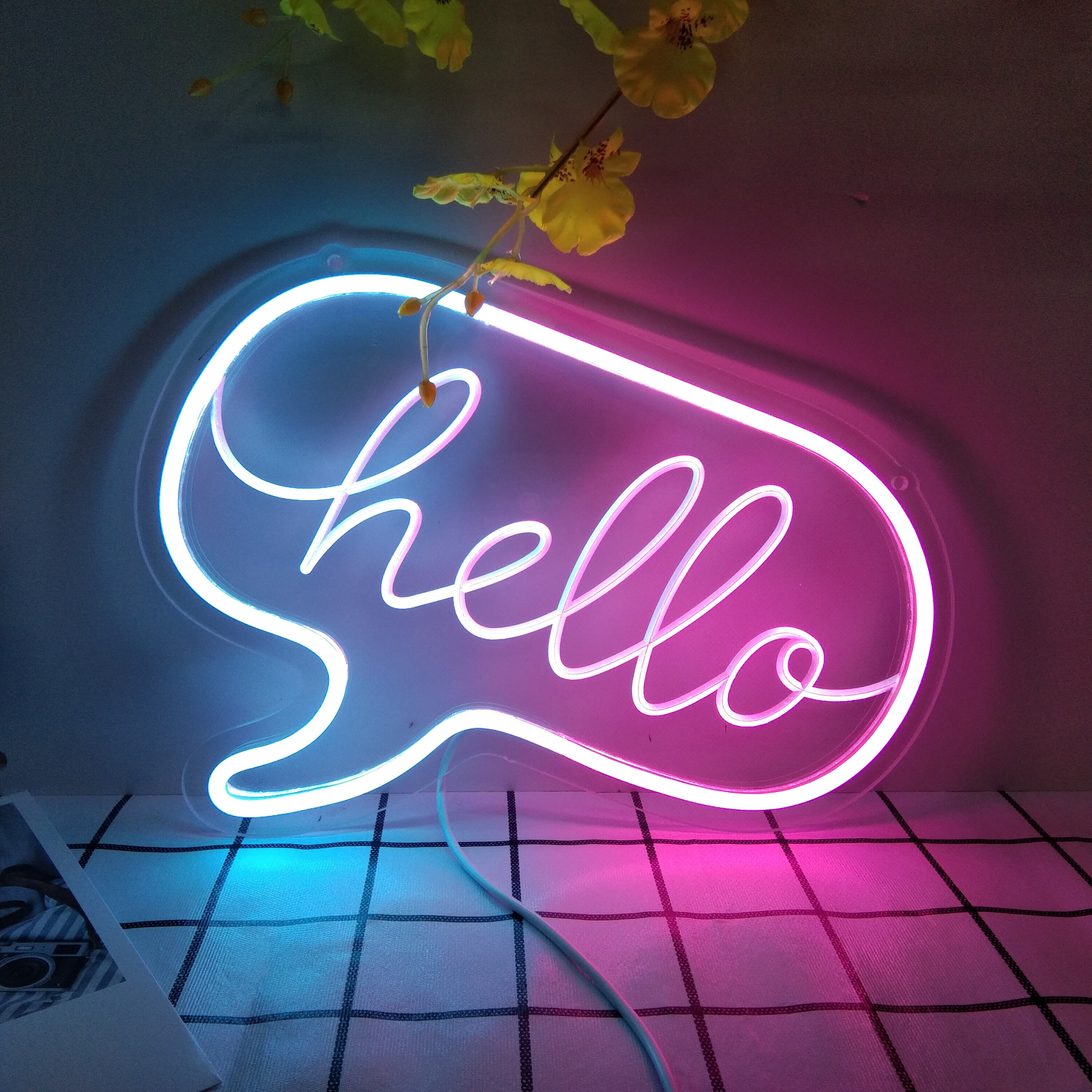 Hello Neon Sign Flex Led Neon Light Custom Text Flex Led Neon Etsy Uk