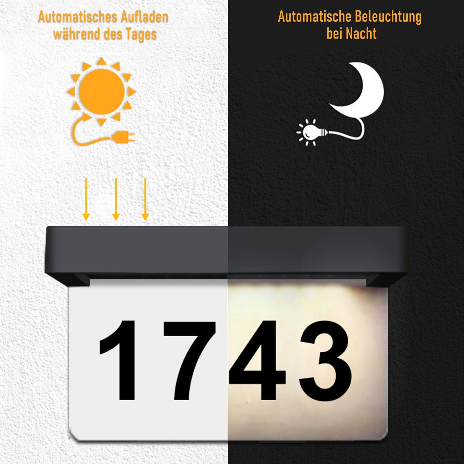 Forup, Cartello Con Numeri Di Indirizzo A Energia Solare, Luce A LED Per Indirizzo Esterno, Per Casa, Cortile, Giardino, Casa - Foto 6