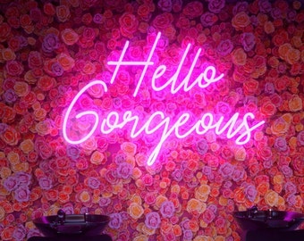 Hola hermoso letrero de neón LED - / Letrero de neón / Letrero de neón de boda / Decoración de pared / Luces de neón / Decoración de bodas / Decoración de dormitorio / Luz de neón
