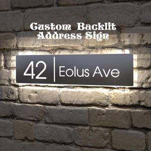 Custom House Number Sign Personalized Modern Address Sign For Outdoor Use,LED Light Plate Made in 3D Stainless Steel With Backlit Light