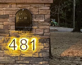 LED Backlit House Number/Customizable Address Letter Sign for Font,Color,Size丨Metal Address Waterproof Light Sign For Home/Hotel/Door/Plate
