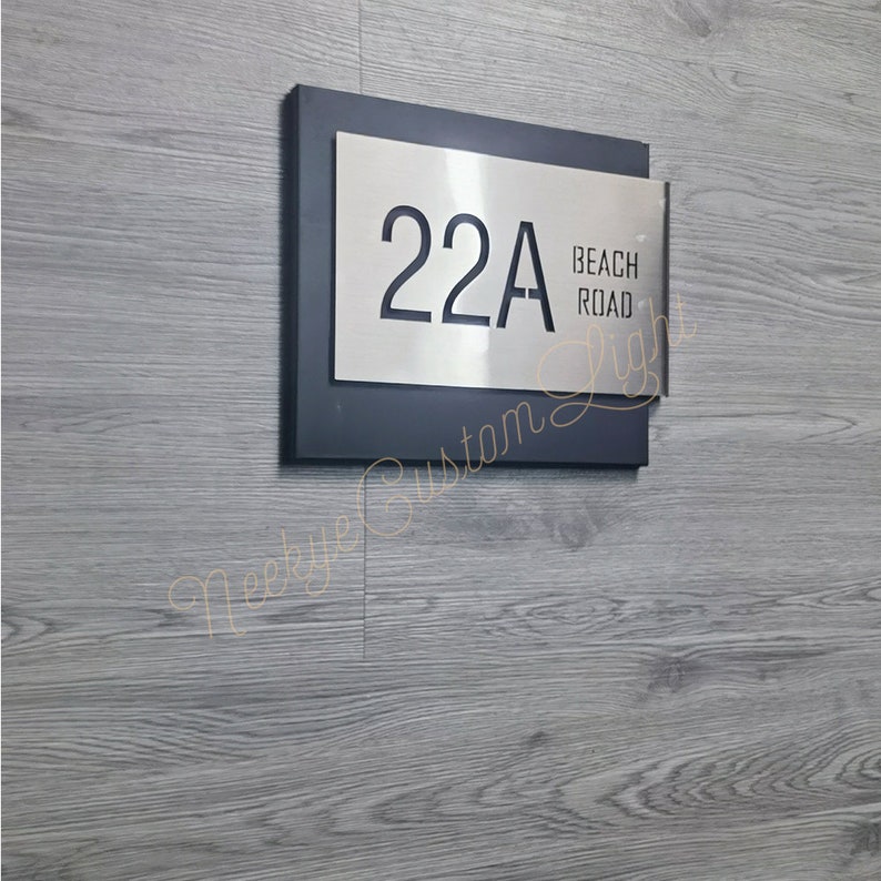 LED Metal House Number Sign Light up Solar Light With Etsy