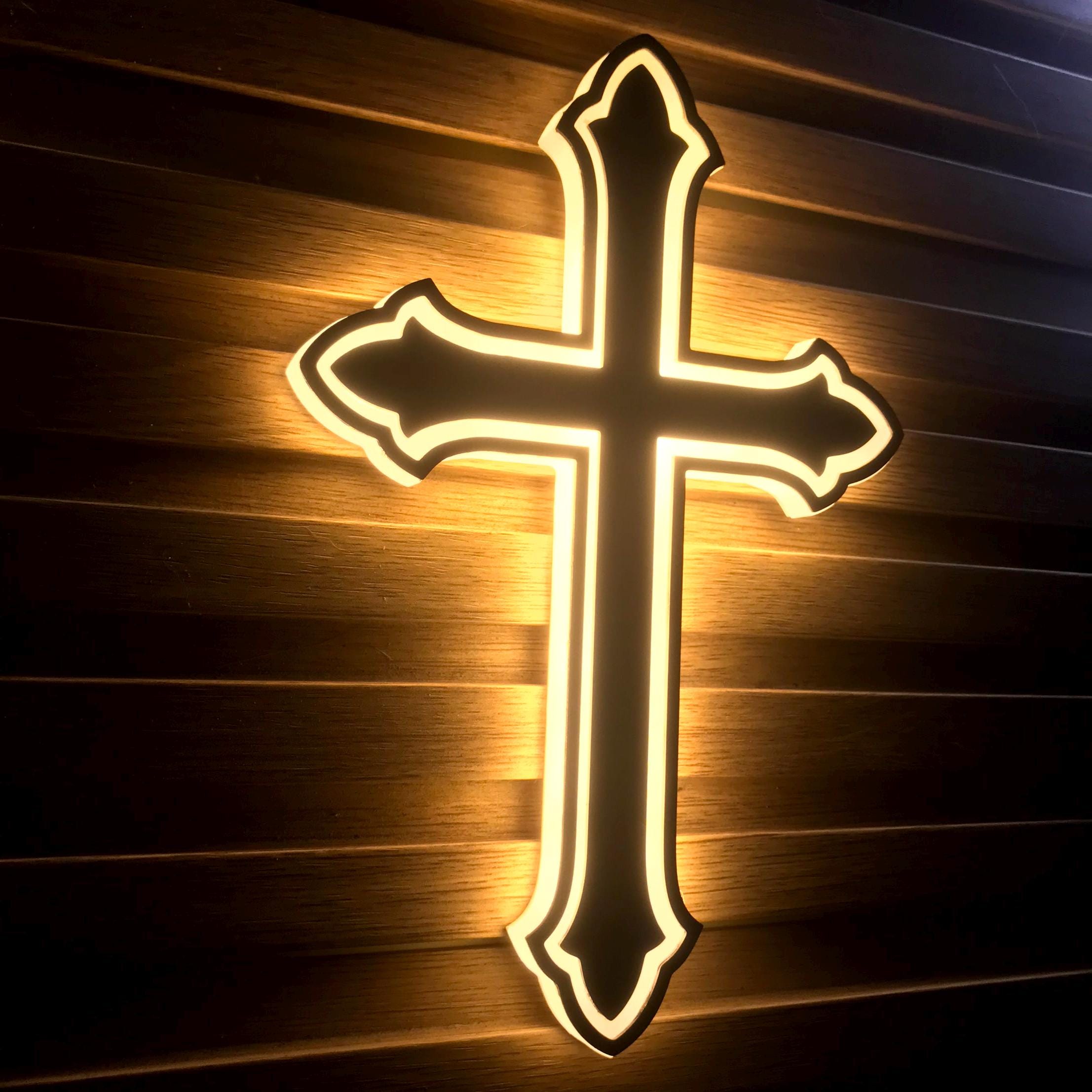 Custom Illuminated LED Cross Sign丨modern LED Metal Cross Wall ...