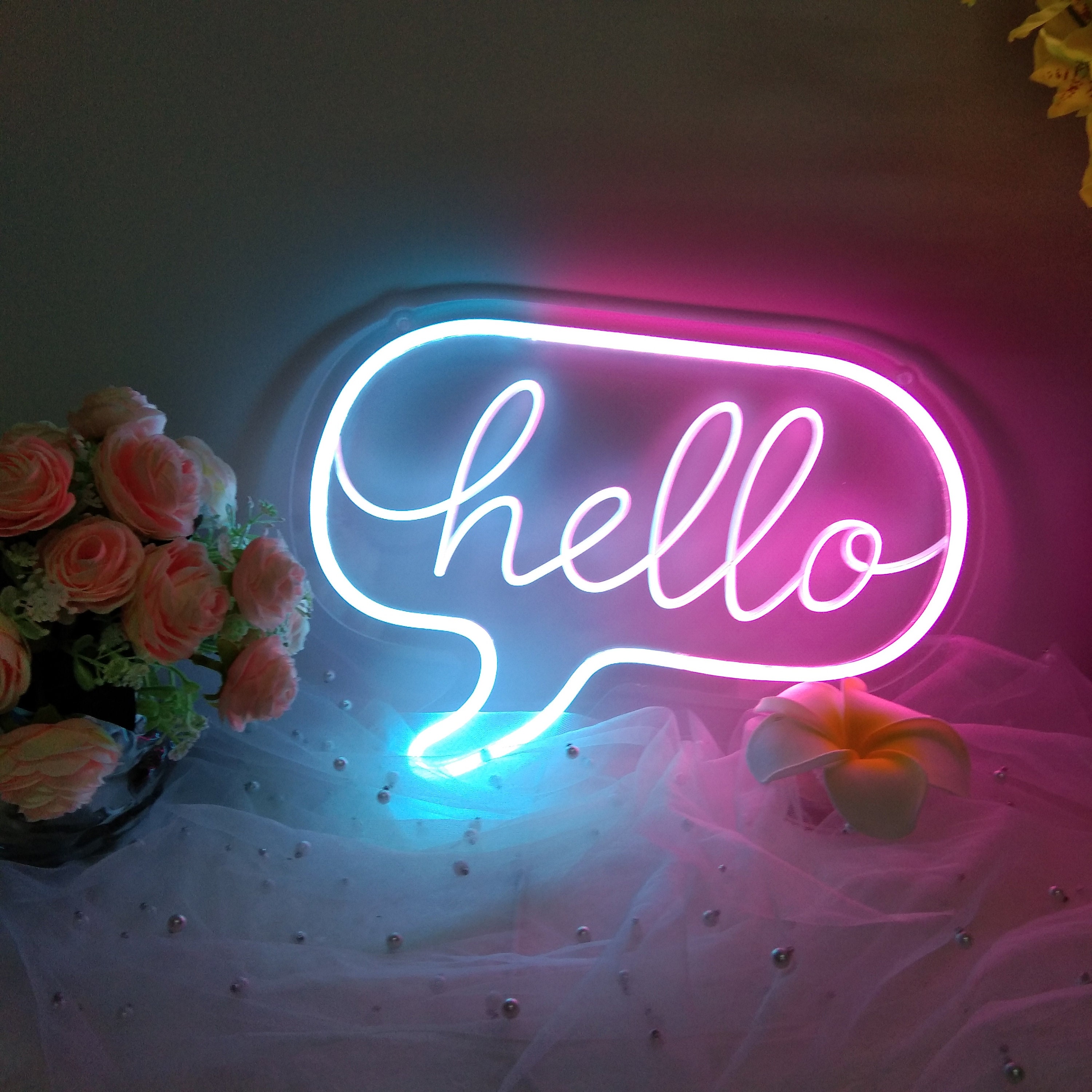 Hello Neon Sign Flex Led Neon Light Custom Text Flex Led Neon Etsy Uk