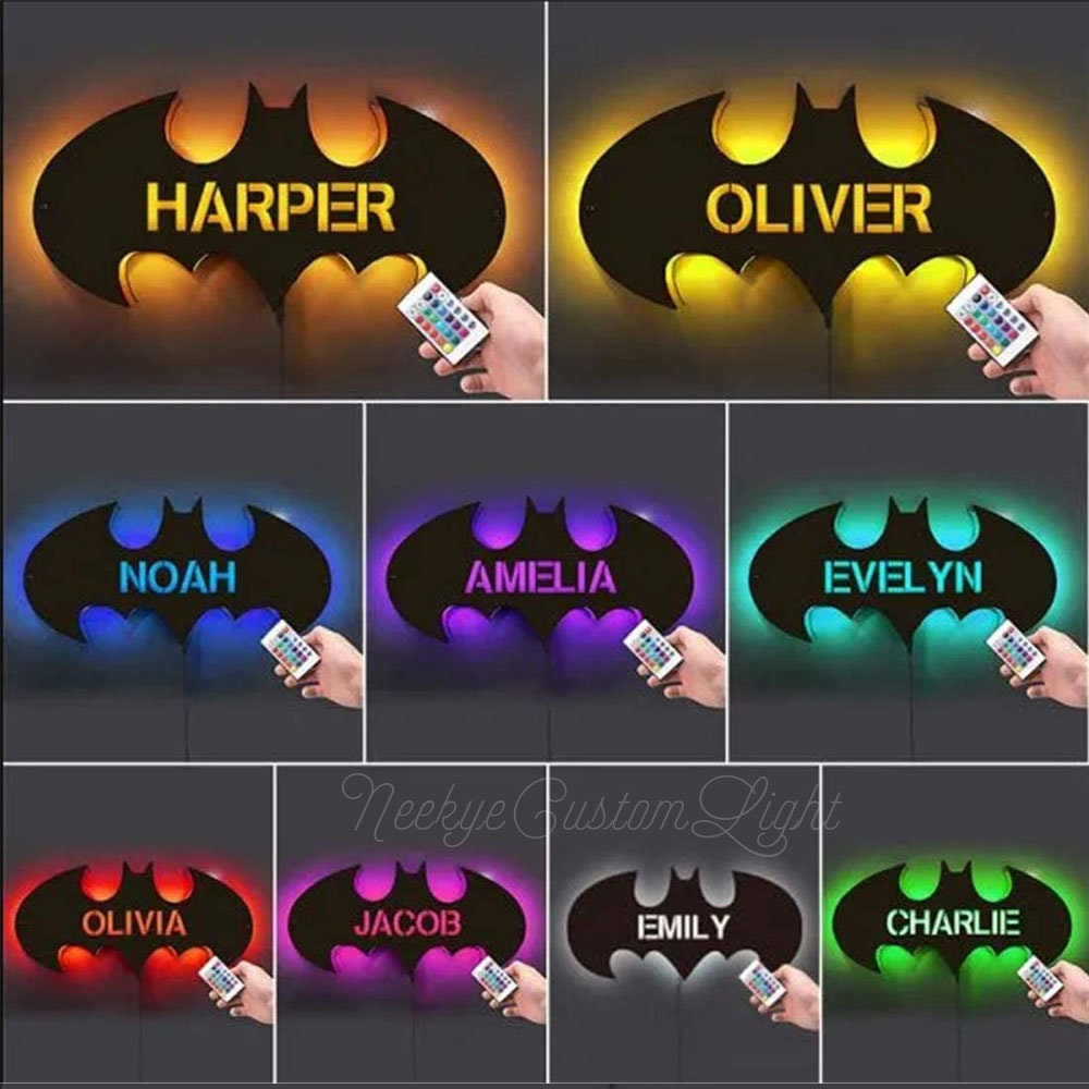 Personalized Wooden Bat LED Lamp丨name Decor Night Light With 16