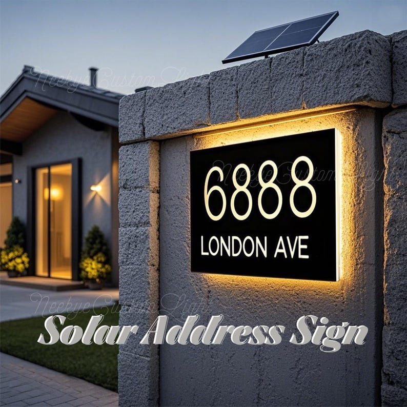Custom Illuminated LED House Sign丨modern LED House Number丨vertical ...