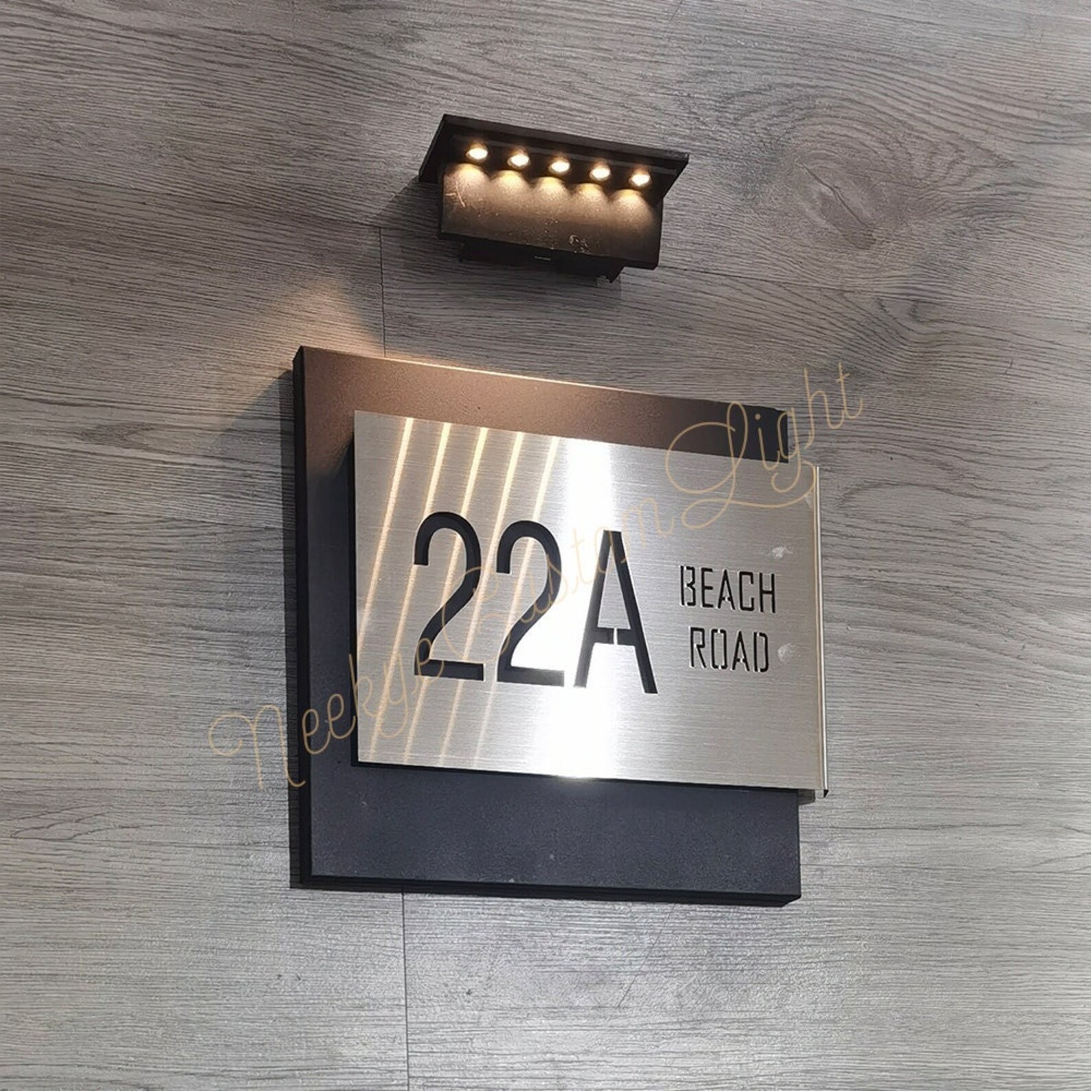 LED Metal House Number Sign Light up Solar Light With Etsy