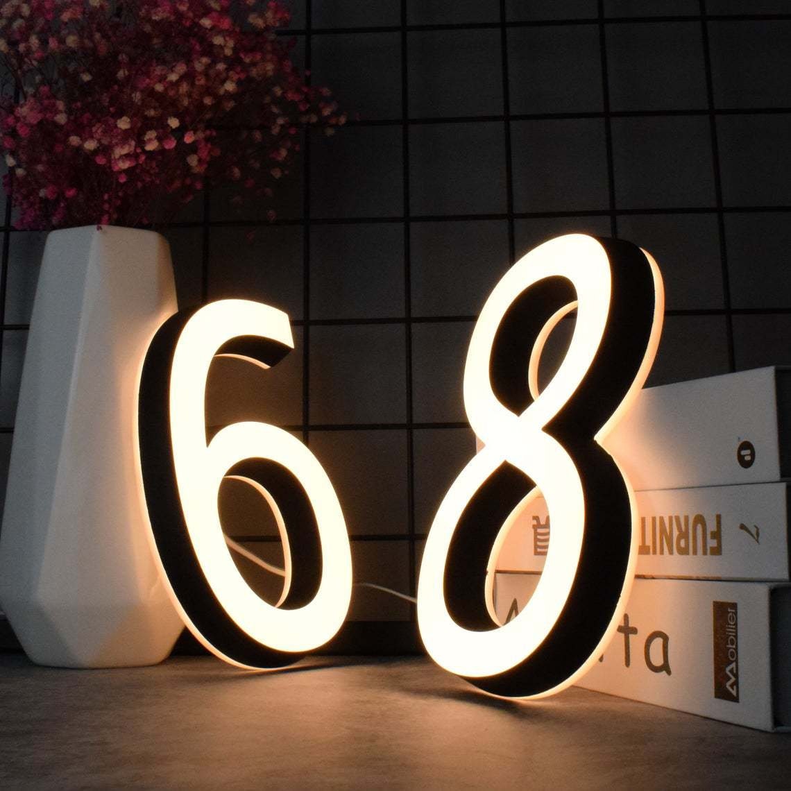 Led Address Numbers Sticker LED Custom House Numbers,address Sign for House,led Lighted House ...