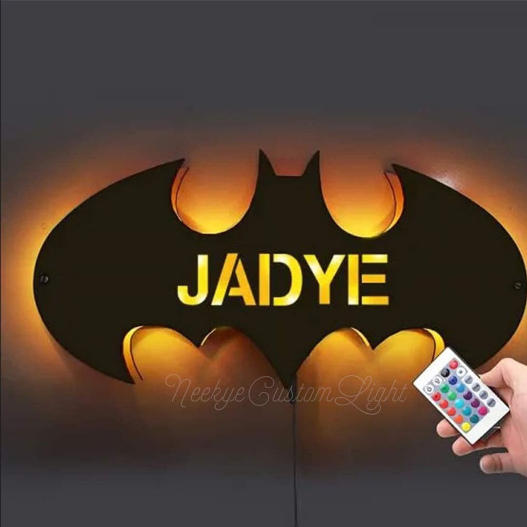 Personalized Wooden Bat LED Lamp丨name Decor Night Light With 16 Colors ...