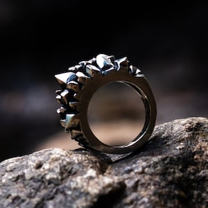 Brutalist Ring Sterling Silver ring Chunky Rings Oxidised silver ring Gothic Ring Jewelry Gift for men women
