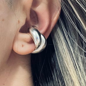 Ear Cuff No Piercing Chunky Silver Ear Cuff - Fake Piercing Earring Cuff Silver