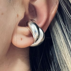 Chunky Ear Cuff Silver Bold Earcuff - Vintage inspired