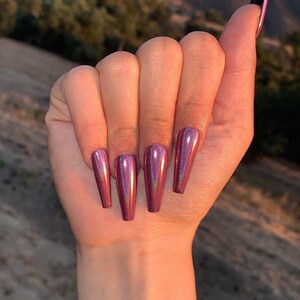 Pink Holographic Nails - Etsy