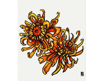 Crisp Chrysanthemum Watercolor Print