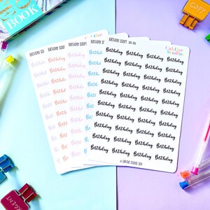 Stickers anniversaire - Agenda - Bullet Journal - Stickers Hobonichi - Planning fonctionnel - Noir - Bleu - Orange - Rose - Lilas
