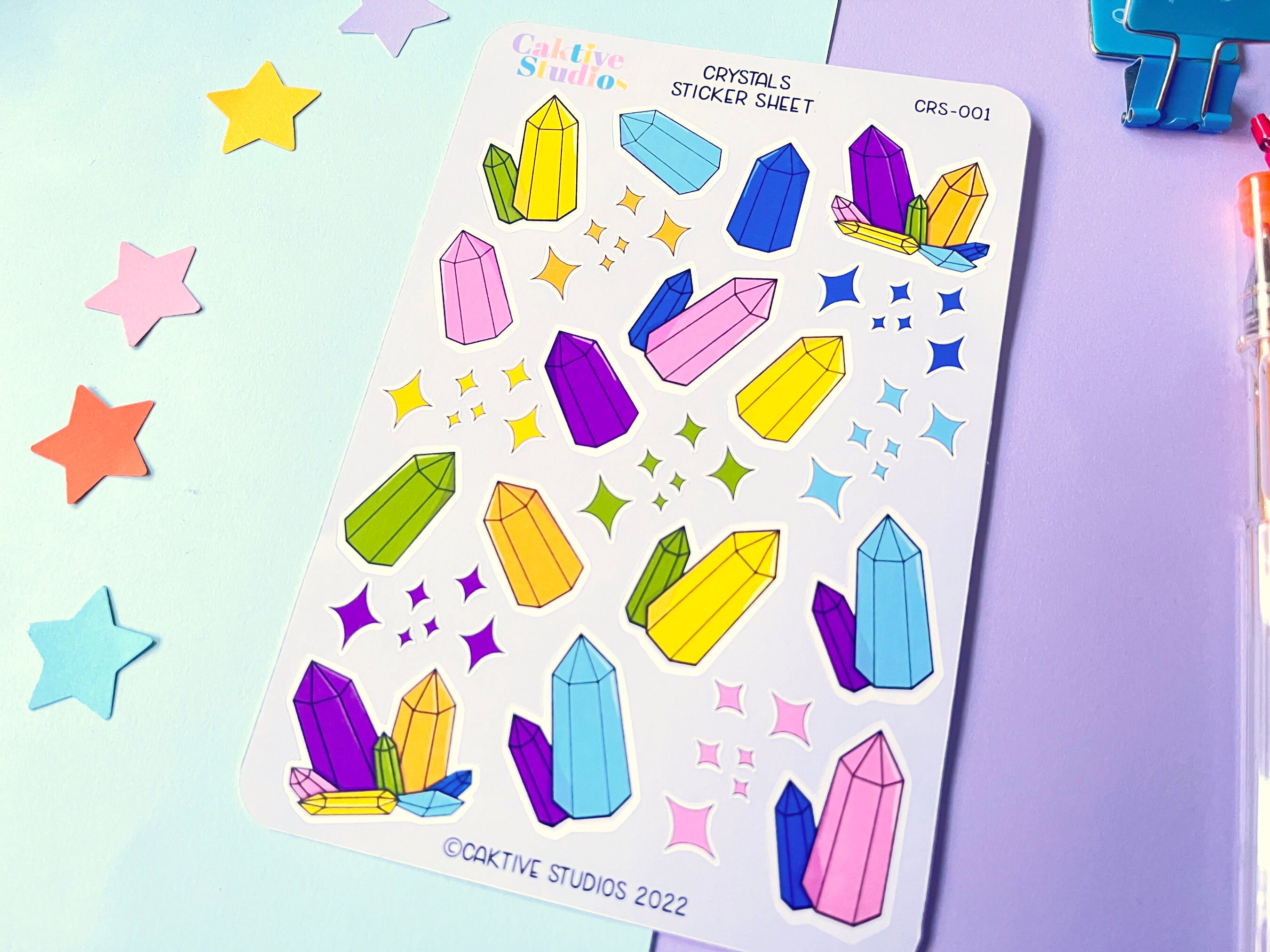 Crystal Sticker Sheet Gemstone and Crystals Sticker Sheet Bullet Journal Scrapbook Planner ...