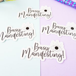 Busy Manifesting Eye Clear Vinyl Sticker, Positivity Die Cut, Laptop Decal, Phone, Water bottle, Waterproof