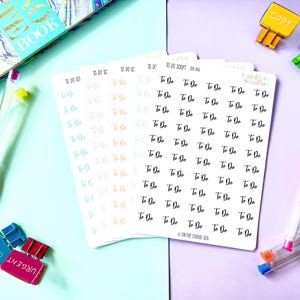 Stickers To Do Script - Agenda - Bullet Journal - Stickers Hobonichi - Planning fonctionnel - Noir - Bleu - Orange - Rose - Lilas