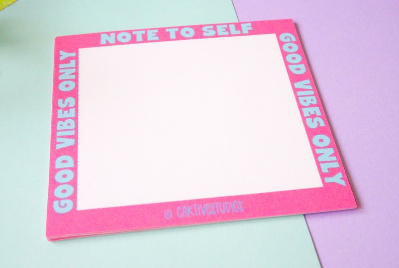 Good Vibes Only Memo Pad Positive Quote Desk Stationery - Etsy UK