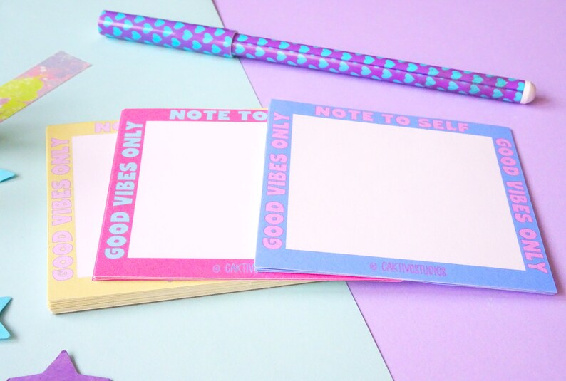 Good Vibes Only Memo Pad Positive Quote Desk Stationery - Etsy UK