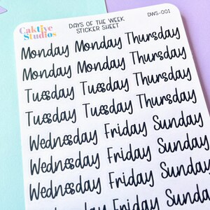 Days of the Week Bullet Journal Stickers Undated Planner Functional ...